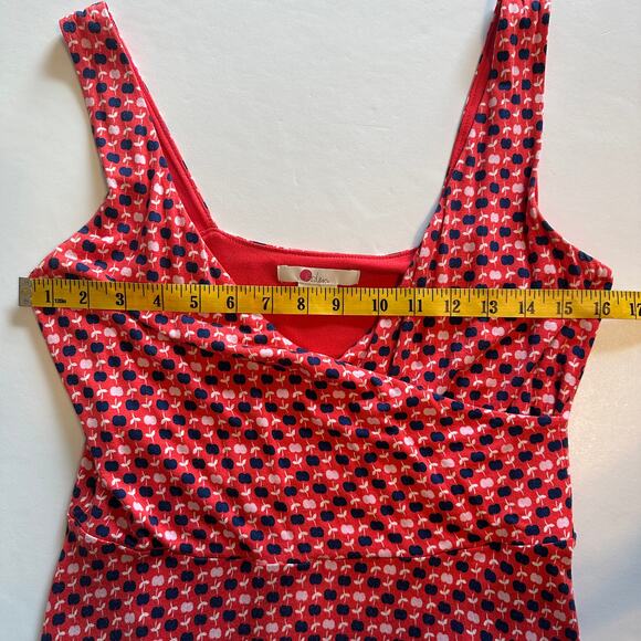 Boden Willa Dress Womens Size 8P Rosehip Apple Print V-Neck Casual Midi Sundress - Picture 9 of 11